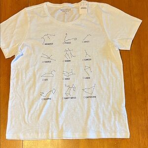 White Zodiac Constellation Women's Collectors Tee J. Crew Merchantile Size L